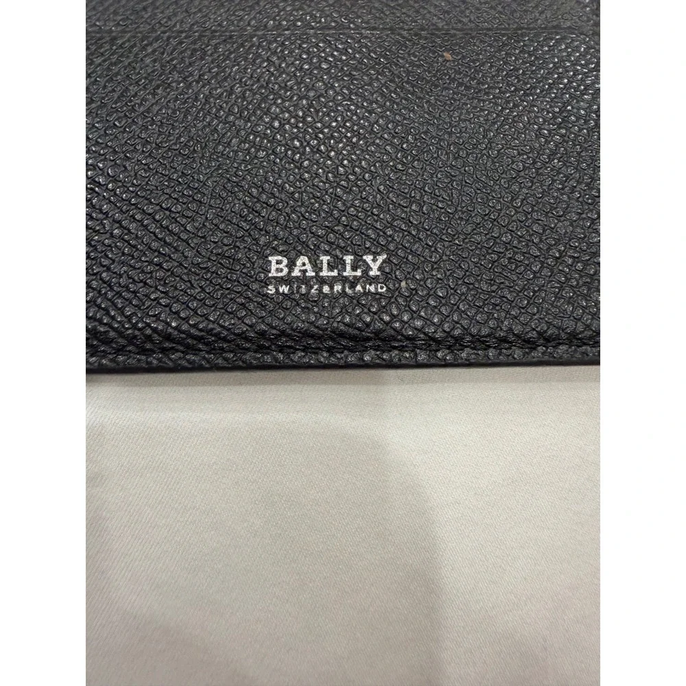 Bally Switzerland Mens Black Grained Leather Trainspotting Stripe Bifold Wallet